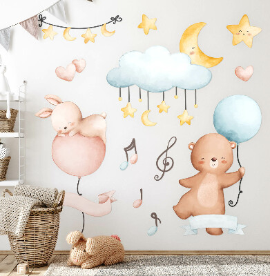 Wall sticker 100x148 Balloon animals in a pastel sky