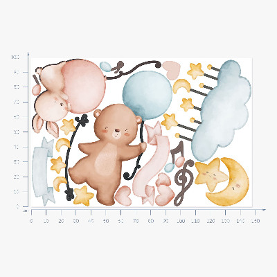Wall sticker 100x148 Balloon animals in a pastel sky