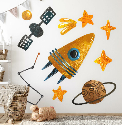 Wall sticker 100x144 Rocket illustrations of planets and stars in space