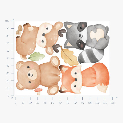Wall sticker 100x127 Forest animals in a pastel watercolor aesthetic