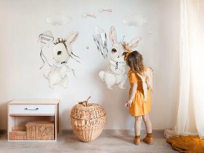 Wall sticker 100x143 Bunnies with kites in pastel boho style