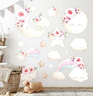 Wall sticker 100x138 Floral sky in watercolor boho style