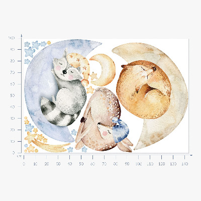 Wall sticker 100x144 Pastel forest animals in watercolor space