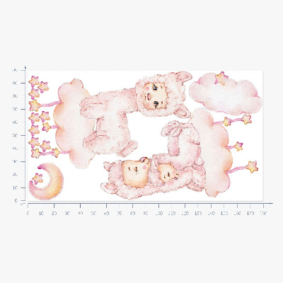 Wall sticker 100x180 Pastel sheep on clouds and stars