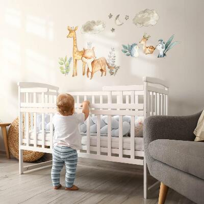 Wall sticker 100x168 Animals and plants in a delicate pastel watercolor style