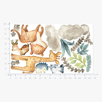 Wall sticker 100x168 Animals and plants in a delicate pastel watercolor style