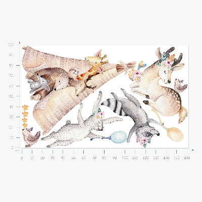 Wall sticker 100x162 Pastel forest animals in a watercolor style