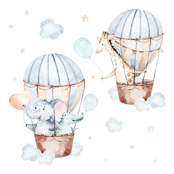 Wall sticker 100x146 Pastel watercolor balloons with pendants