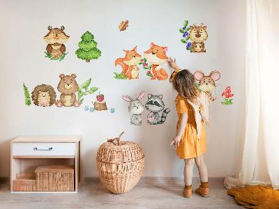 Wall sticker 100x107 Forest animals and plants in a watercolor style