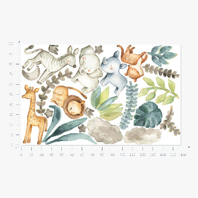 Wall sticker 100x158 Adorable animals in pastel boho style