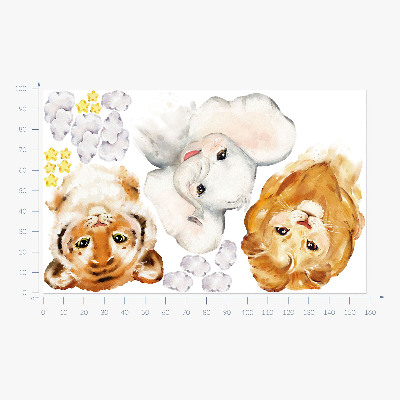 Wall sticker 100x158 Animals in the clouds in watercolor style