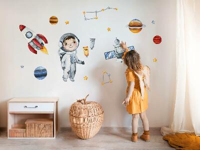 Wall sticker 100x134 The space journey of a little astronaut in watercolor
