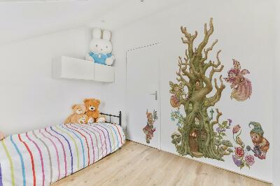 Wall sticker 100x132 Forest fairy fairy creatures and pastel cottage