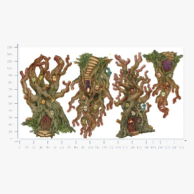 Wall sticker 130x233 Forest fairy-tale houses in trees in a cartoon style