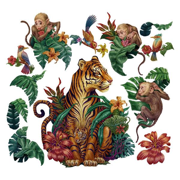 Wall sticker 130x171 Jungle safari with cartoon animals