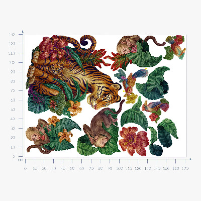 Wall sticker 130x171 Jungle safari with cartoon animals