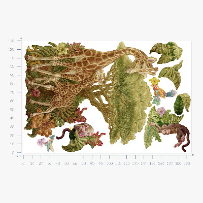 Wall sticker 130x195 Safari in a pastel version of wild nature