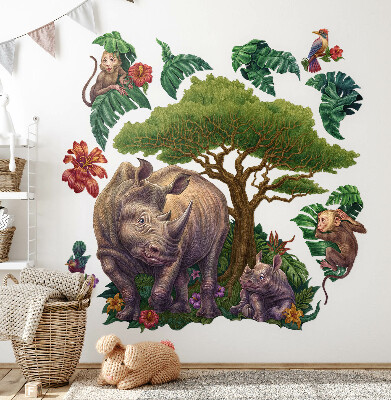 Wall sticker 130x140 Wild animals and safari vegetation in drawings