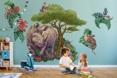 Wall sticker 130x140 Wild animals and safari vegetation in drawings