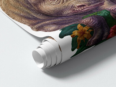 Wall sticker 130x140 Wild animals and safari vegetation in drawings
