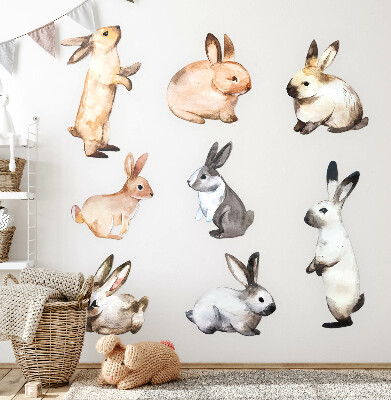 Wall sticker 130x235 Pastel bunnies in watercolor technique