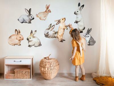 Wall sticker 130x235 Pastel bunnies in watercolor technique