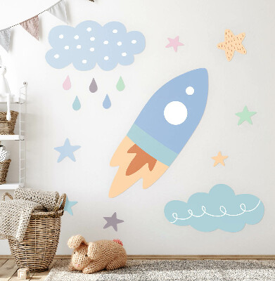 Wall sticker 130x217 Space pastel dreams with stars and clouds