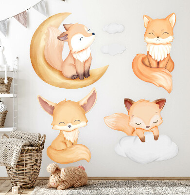 Wall sticker 130x208 Cute watercolor animals in heavenly style