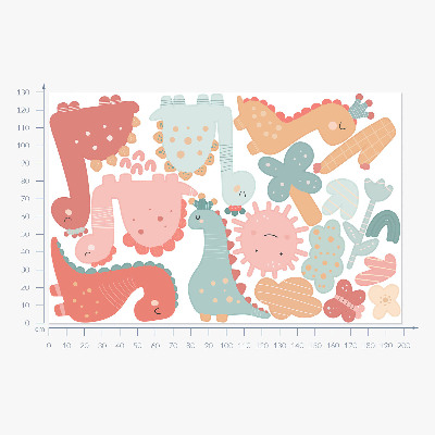 Wall sticker 130x199 Pastel world of dinosaurs in boho style
