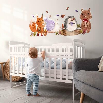 Wall sticker 130x208 Forest creatures in autumn watercolor shades