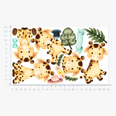 Wall sticker 130x220 Pastel giraffes in a watercolor safari style