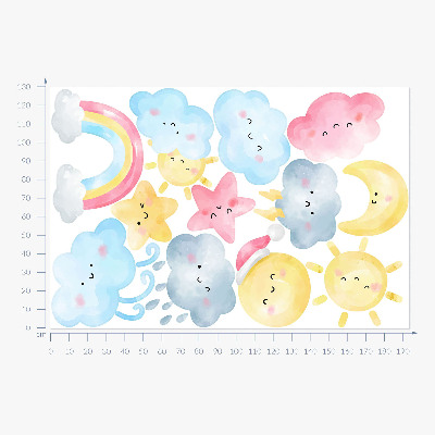 Wall sticker 130x193 Nature pastel sky motifs in watercolor style