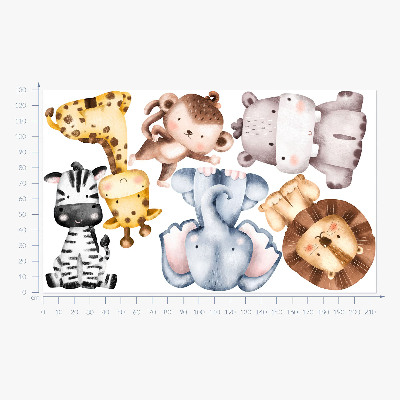 Wall sticker 130x214 Safari animals in a cute pastel aesthetic