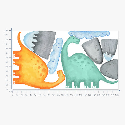 Wall sticker 130x233 Dinosaurs in pastel watercolor landscapes