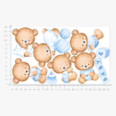 Wall sticker 130x223 Pastel teddy bears in a watercolor version