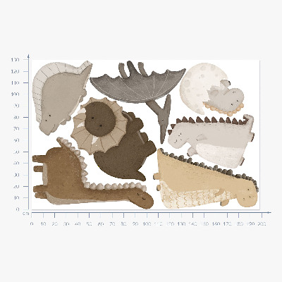 Wall sticker 130x198 Pastel cute dinosaurs in boho style