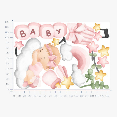 Wall sticker 130x185 Pastel watercolor decorations for a little princess