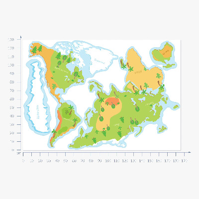 Wall sticker 130x186 World map in educational pastel outlines