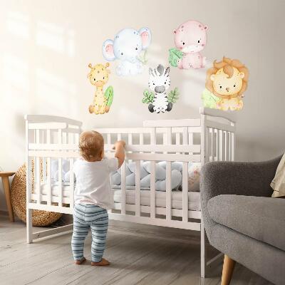 Wall sticker 130x150 Safari in pastel shades with charming animals