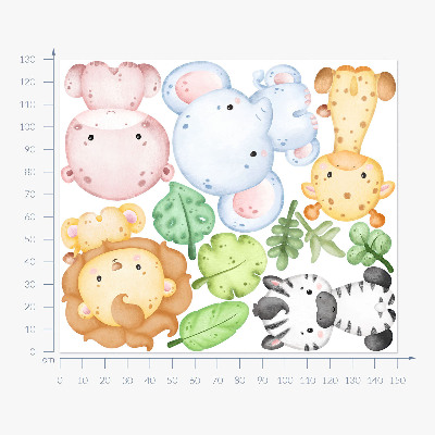Wall sticker 130x150 Safari in pastel shades with charming animals