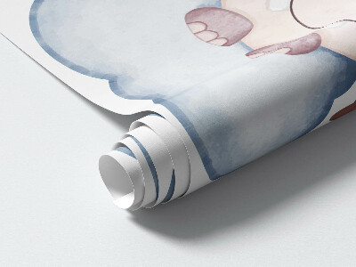 Wall sticker 130x177 Cute animals in pastel clouds
