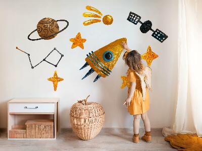 Wall sticker 130x187 Rocket illustrations of planets and stars in space