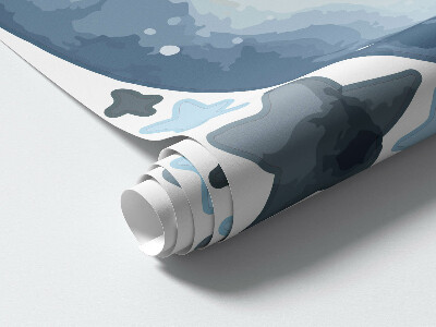 Wall sticker 130x225 Moon and star in night watercolor style