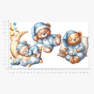 Wall sticker 130x223 Teddy bears in space watercolor pastel sky