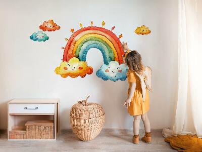Wall sticker 130x155 Colorful clouds and rainbow watercolor sky