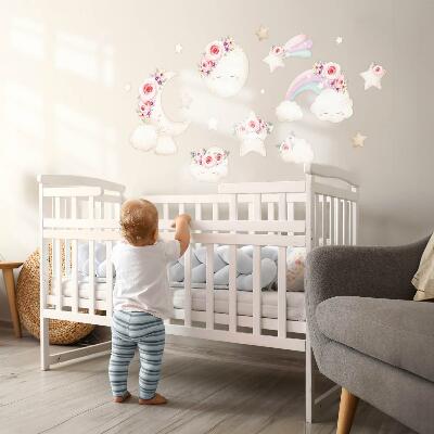 Wall sticker 130x180 Floral sky in watercolor boho style