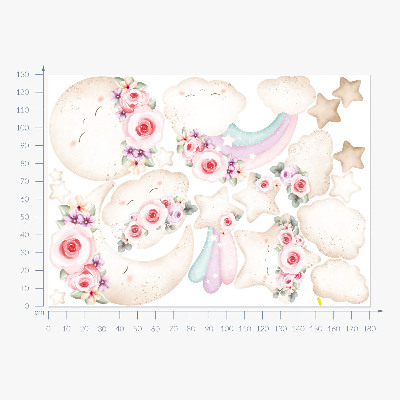 Wall sticker 130x180 Floral sky in watercolor boho style