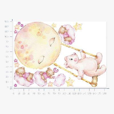 Wall sticker 130x184 Teddy bears in the sky in pastel watercolor
