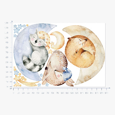 Wall sticker 130x187 Pastel forest animals in watercolor space
