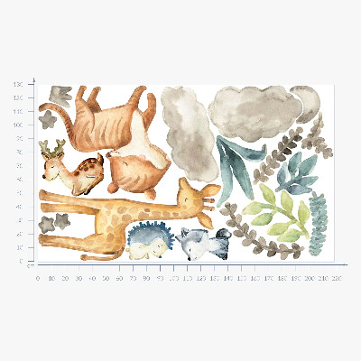 Wall sticker 130x218 Animals and plants in a delicate pastel watercolor style